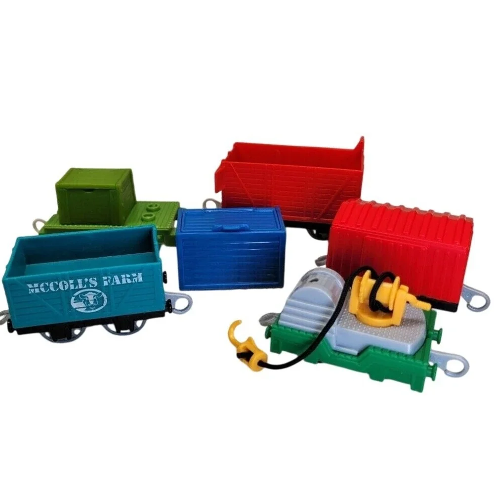 7 pc Fisher-Price Thomas TrackMaster Train Car McColl Farm Crane Cargo Crab‎